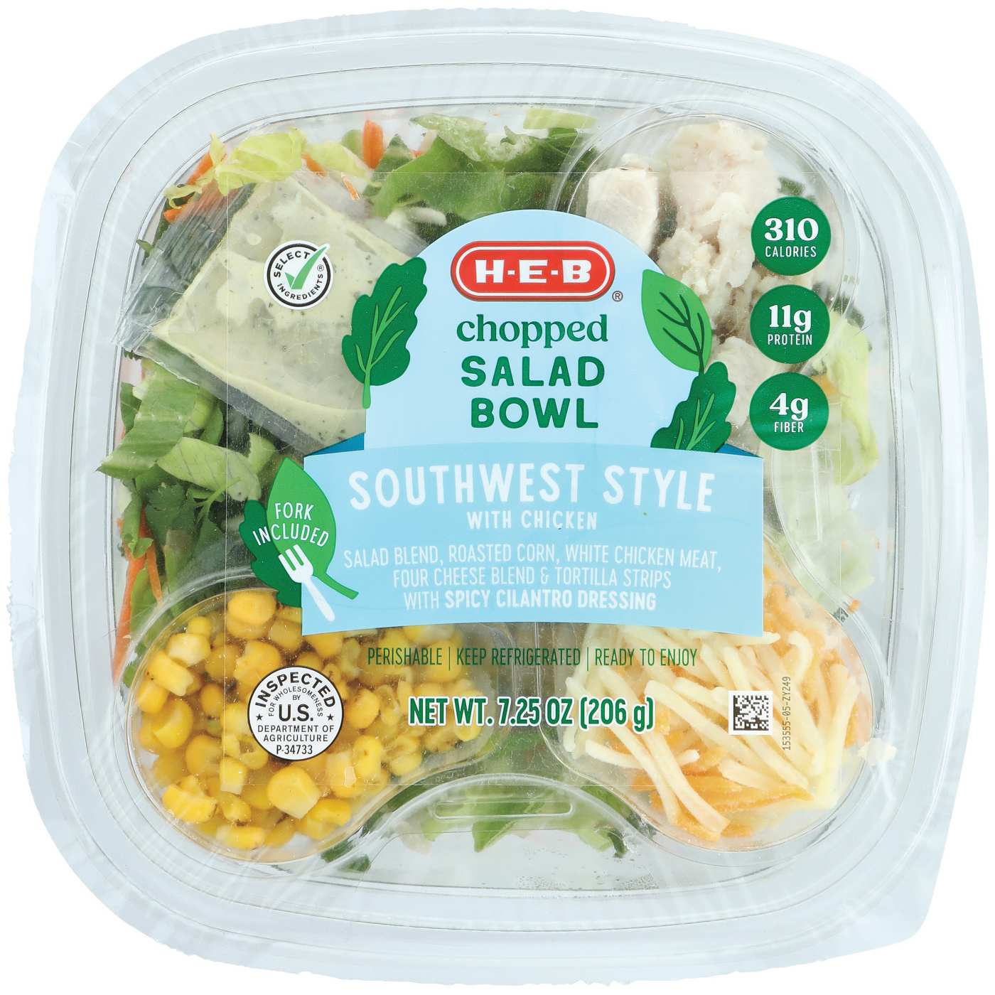 H-E-B Chopped Salad Bowl - Southwest Style Chicken; image 1 of 3