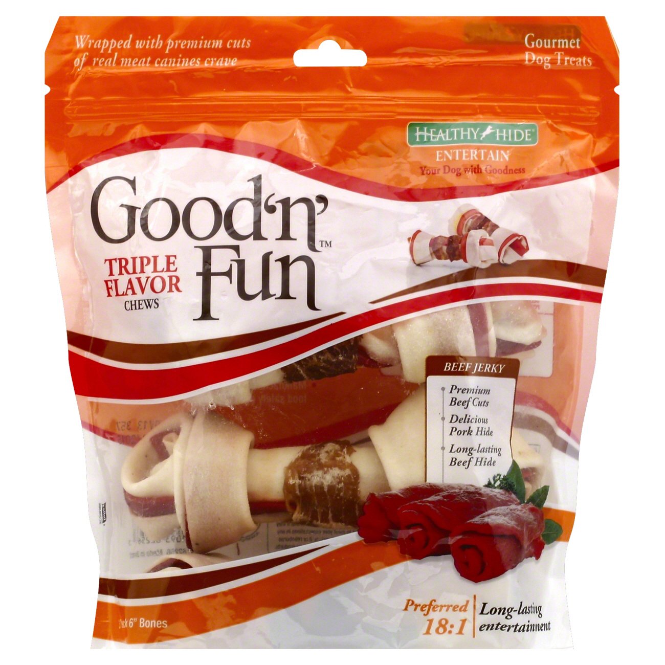 Healthy Hide Good N' Fun 6" Pork & Beef Bones - Shop Dogs at H-E-B