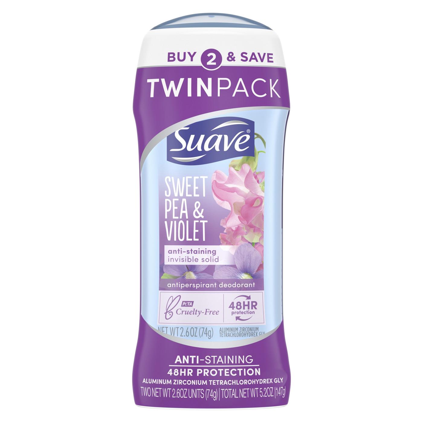Suave Antiperspirant Deodorant Stick Sweet Pea Violet; image 1 of 4