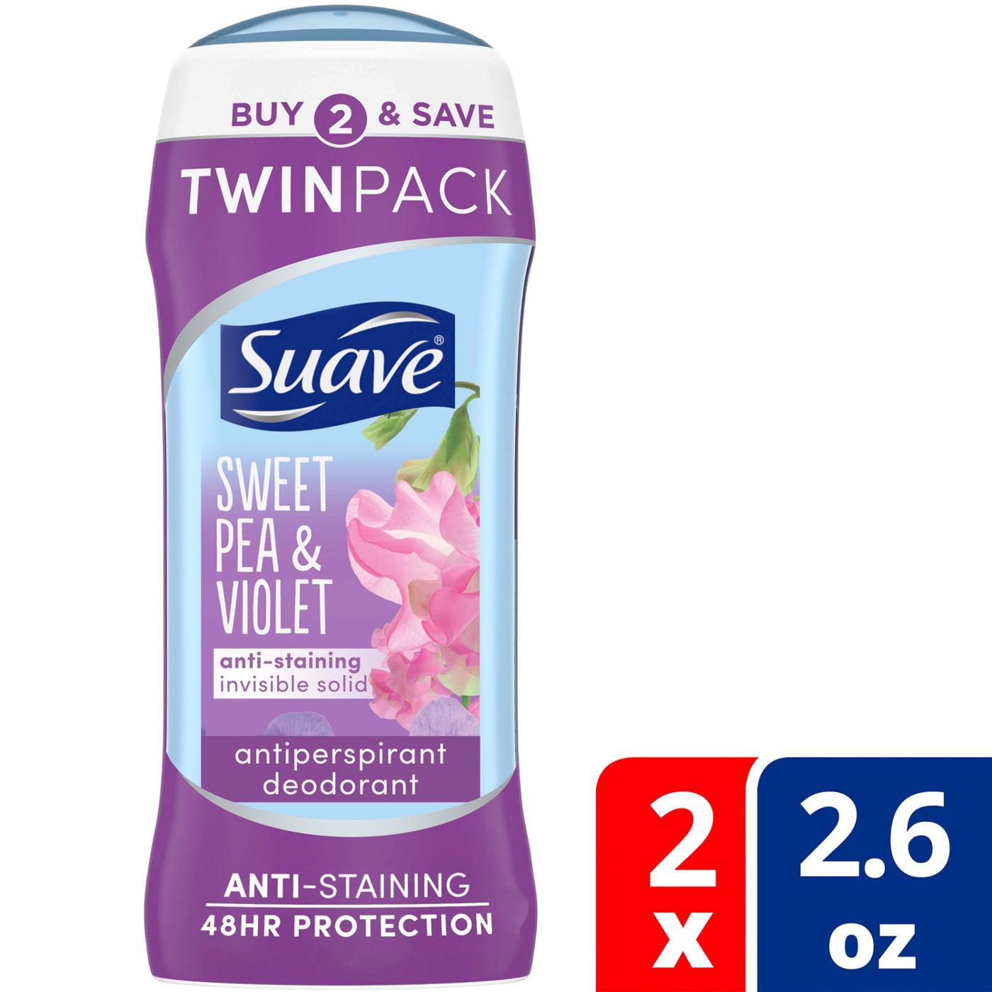 Suave Antiperspirant Deodorant Stick Sweet Pea Violet; image 2 of 4
