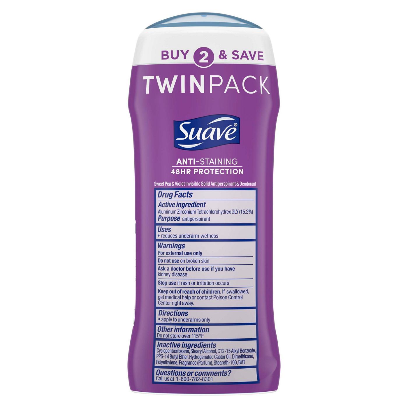 Suave Antiperspirant Deodorant Stick Sweet Pea Violet; image 3 of 4