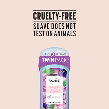 Suave  Antiperspirant Deodorant For Women, Invisible 48hr Protection - Sweet Pea & Violet, 2 pk, 2.6 oz