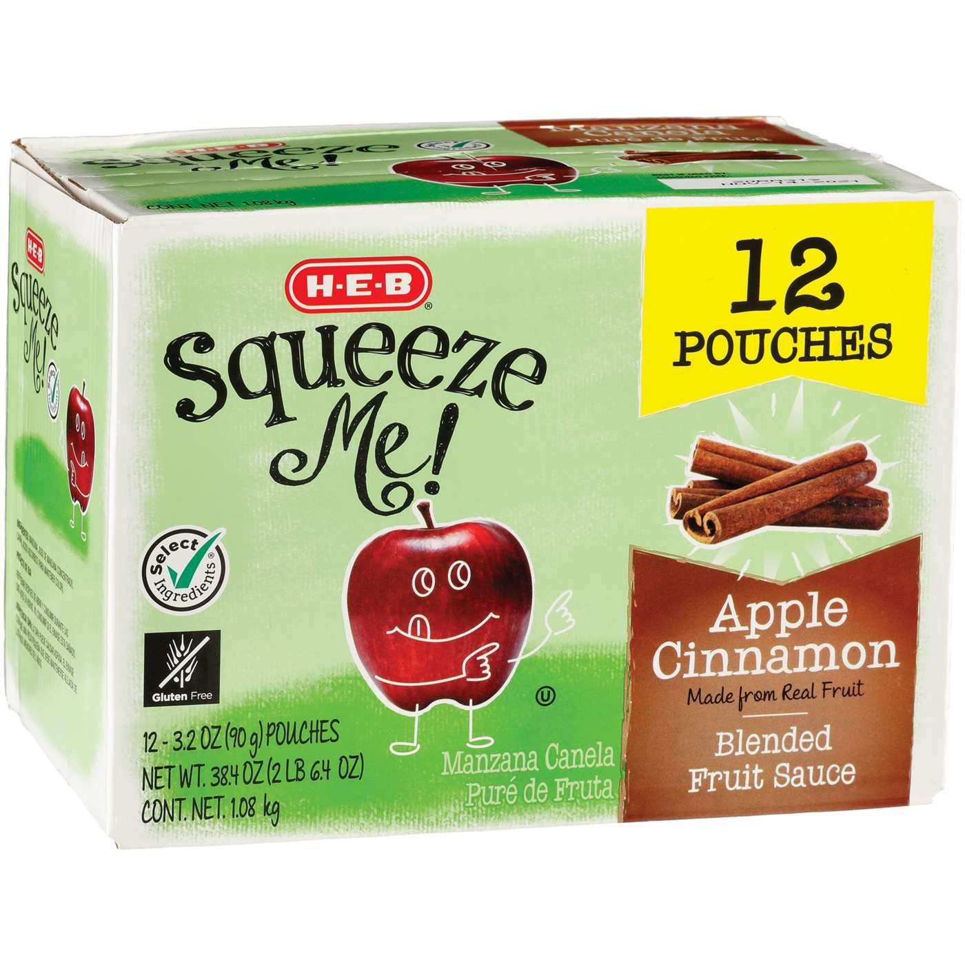 H-E-B Squeeze Me! Apple Cinnamon Applesauce Pouches; image 1 of 2