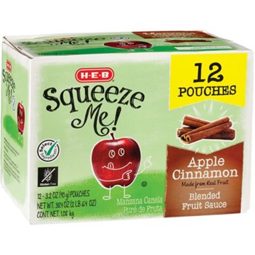 H-E-B Squeeze Me! Apple Cinnamon Applesauce Pouches, 12 ct