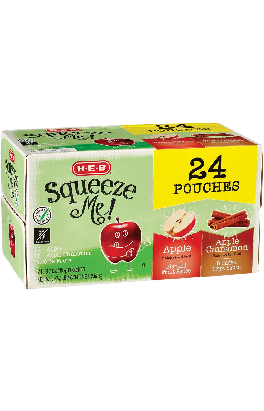 H-E-B Squeeze Me! Applesauce Pouches - Apple & Apple Cinnamon; image 1 of 2