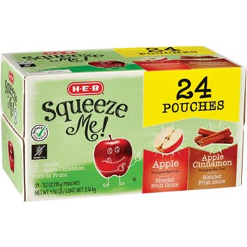 H-E-B Squeeze Me! Applesauce Pouches - Apple & Apple Cinnamon, 24 ct