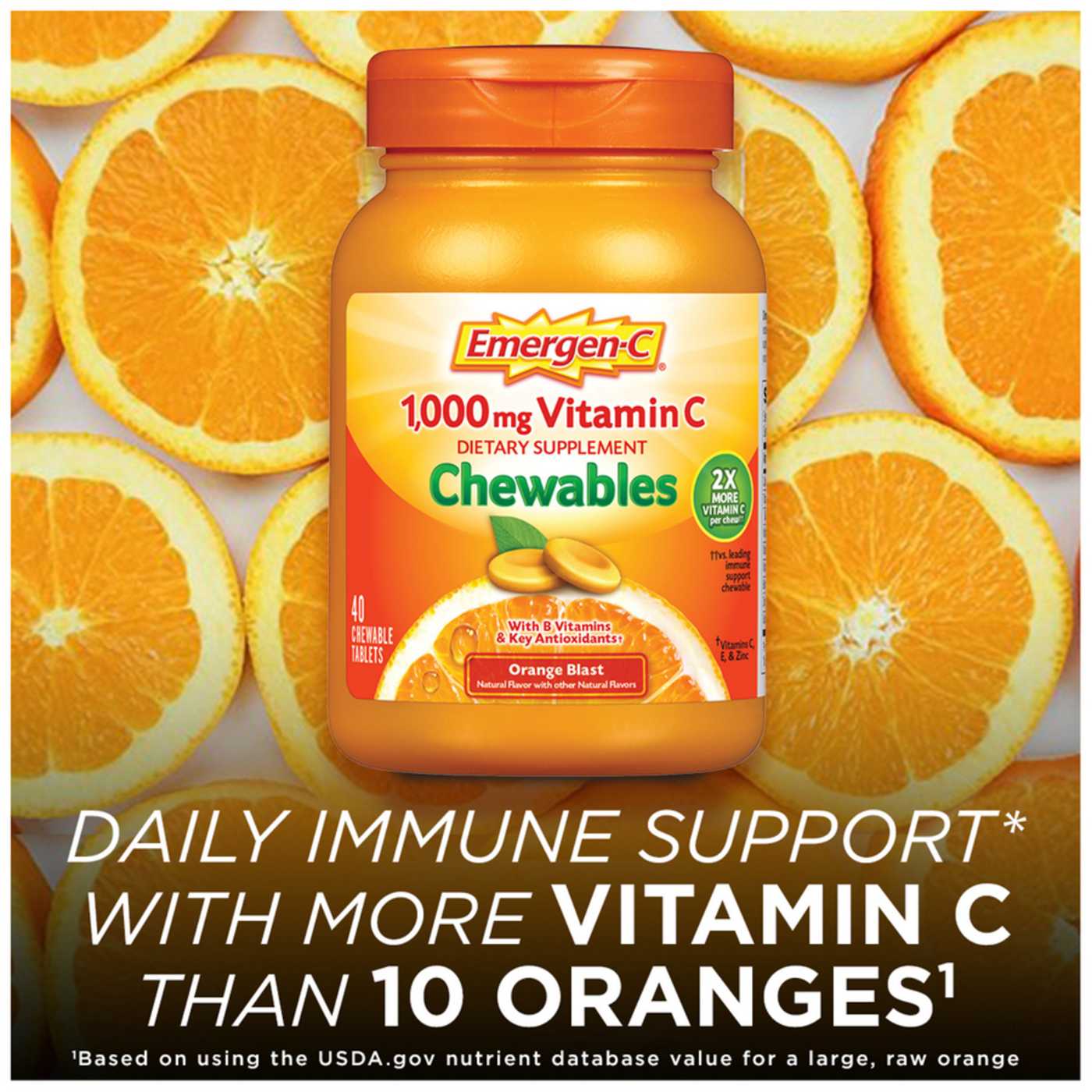 Emergen-C Chewable Vitamin C 1000Mg Tablet Orange Blast ...