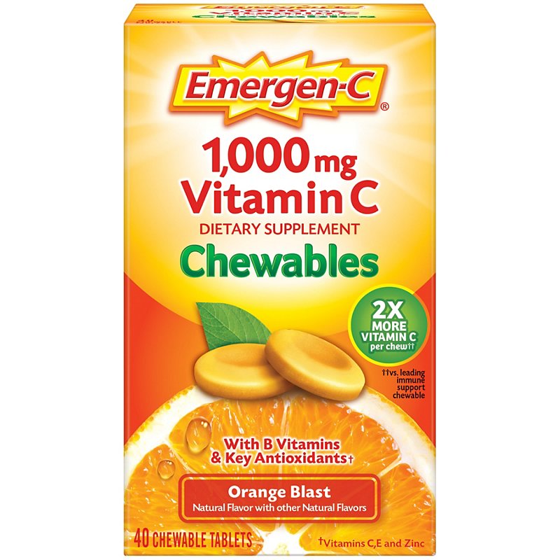 Emergen C Chewable Vitamin C 1000mg Tablet Orange Blast Shop Vitamins A Z At H E B