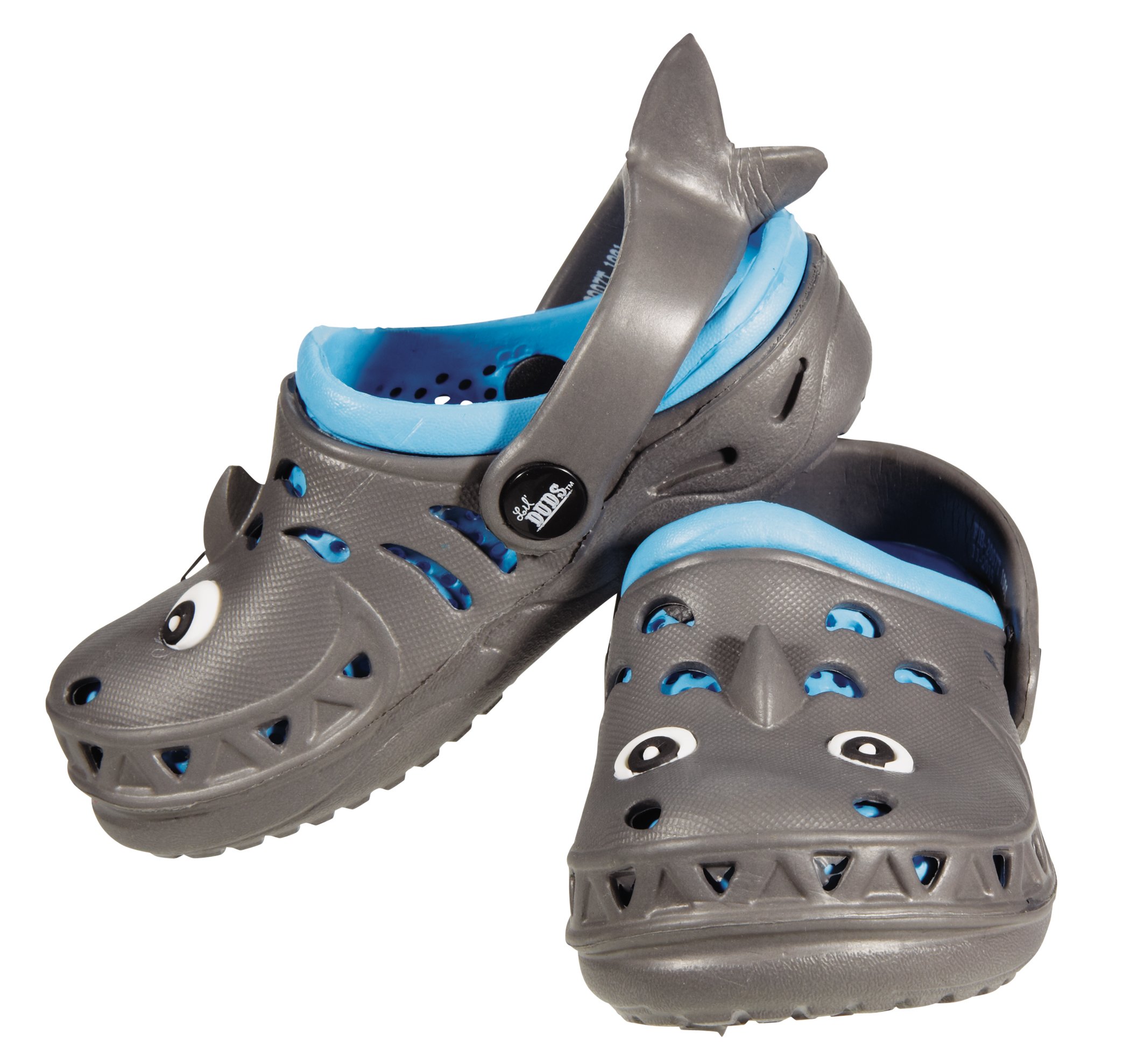 Lil' Duds Boys Shark Clogs in Grey/Blue 