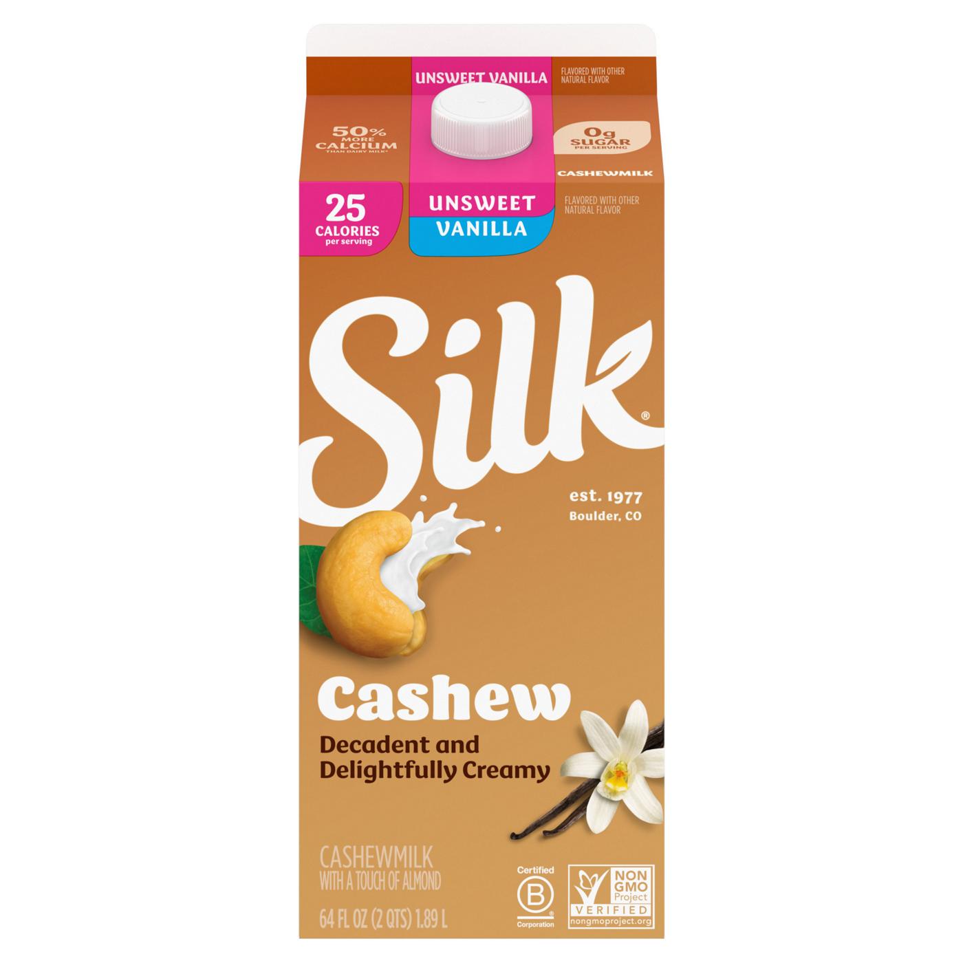 Silk Unsweetened Vanilla Creamy Cashew Milk; image 1 of 6