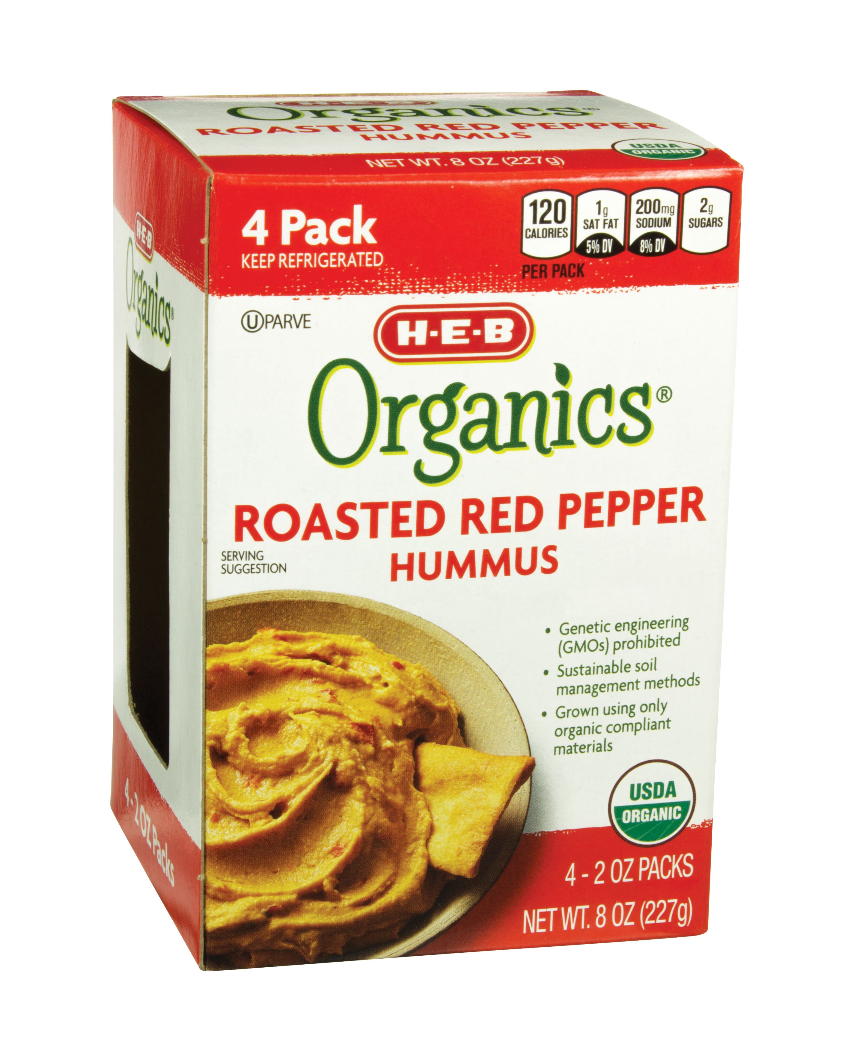 H-E-B Organics Hummus Roasted Red Pepper Pack - Shop Dip At H-E-B