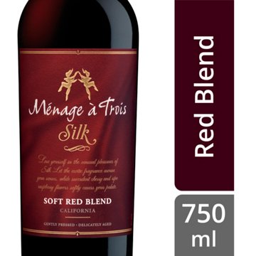 Menage A Trois Silk Soft Red Blend California Wine, 750 mL