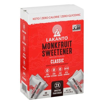 Lakanto Monkfruit Sweetener Stick Packets, 30 ct
