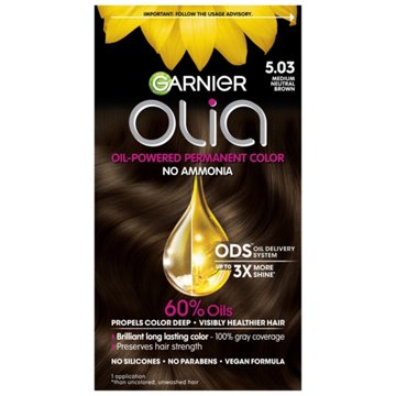 Garnier Olia Oil Powered Ammonia Free Permanent Hair Color 5.03 Medium Neutral Brown