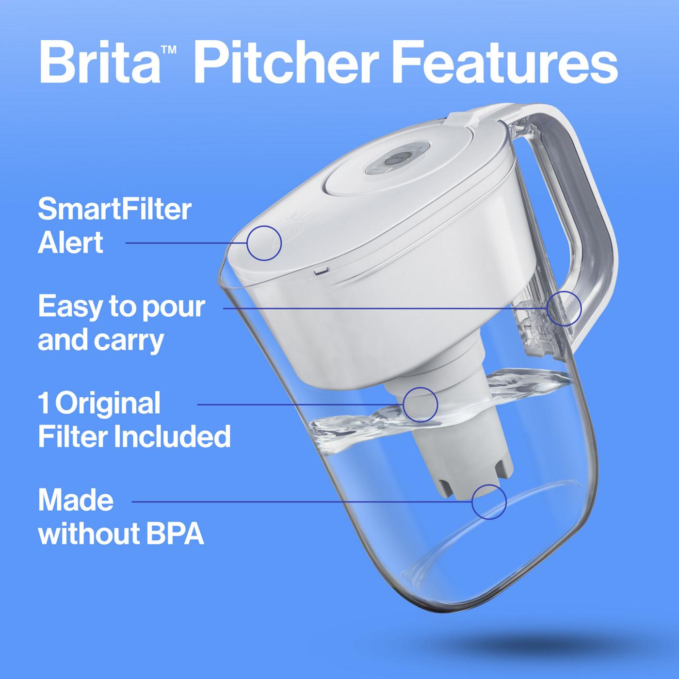 Brita Small 6 Cup Denali Water Filter Pitcher with 1 Brita Standard Filter, White; image 11 of 15
