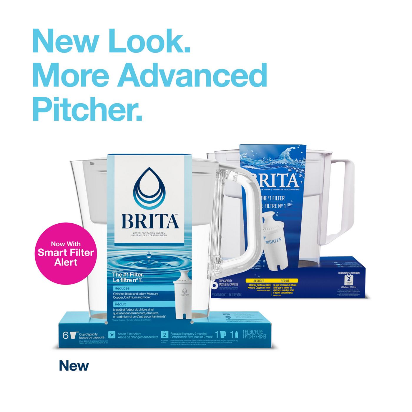 Brita Small 6 Cup Denali Water Filter Pitcher with 1 Brita Standard Filter, White; image 2 of 15