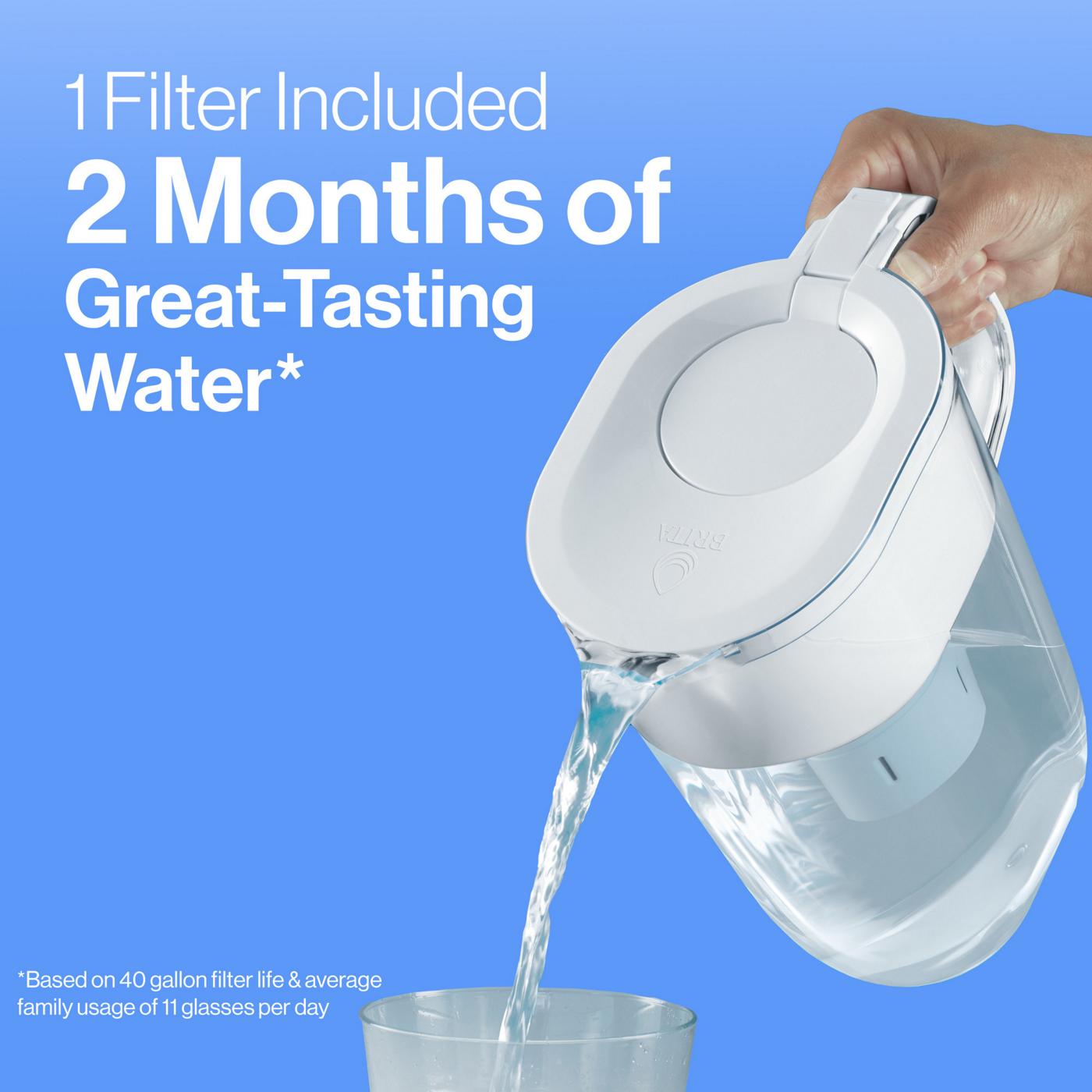 Brita Small 6 Cup Denali Water Filter Pitcher with 1 Brita Standard Filter, White; image 8 of 15