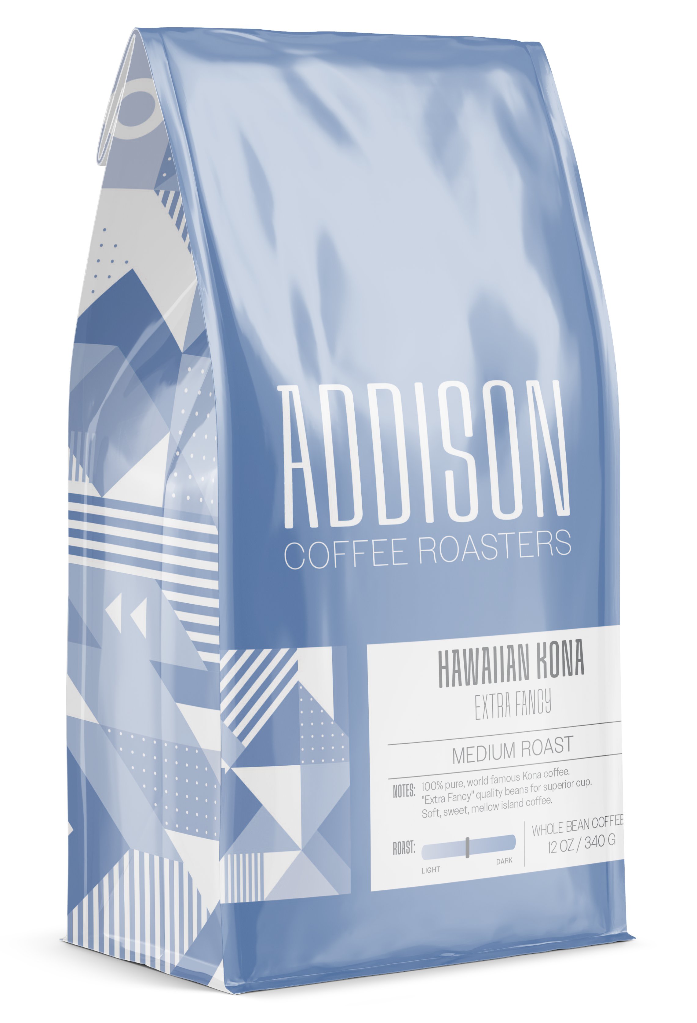 Addison Coffee Roasters Extra Fancy Hawaiian Kona Whole Bean Coffee, 12 ...