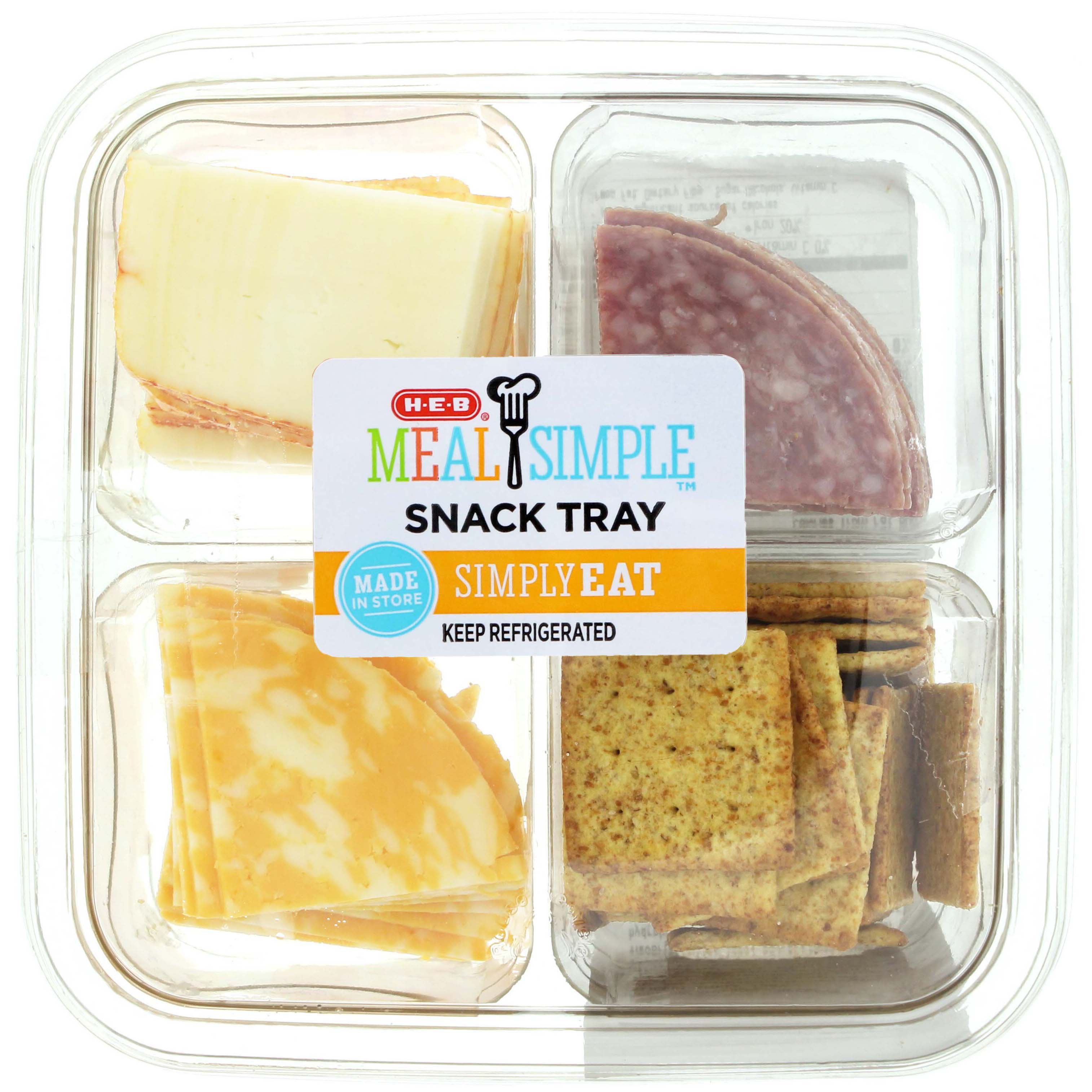 HEB Meal Simple Hard Salami and Cheese Slices Snack Tray Shop Snack