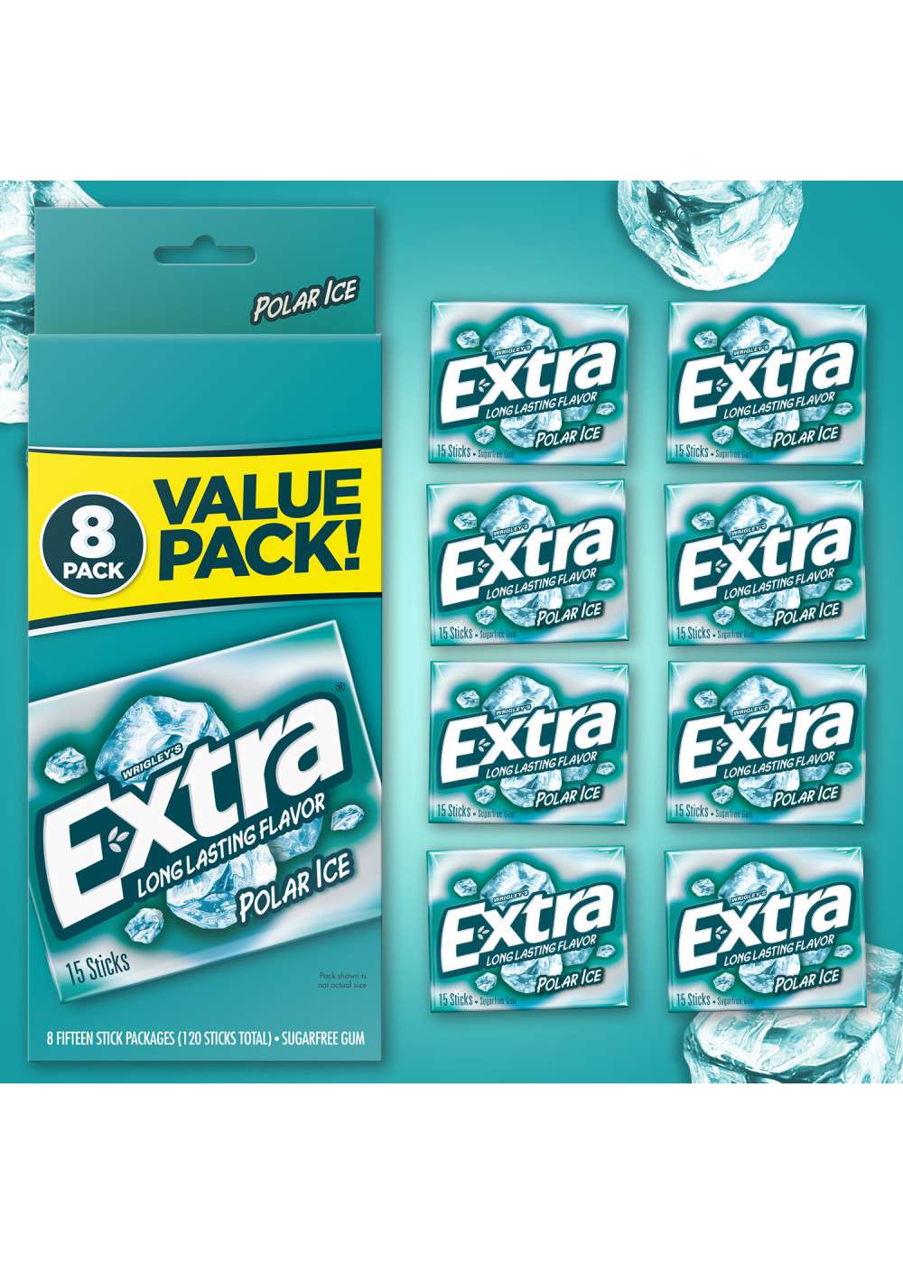 Extra Sugarfree Gum Value Pack - Polar Ice, 8 Pk; image 3 of 6