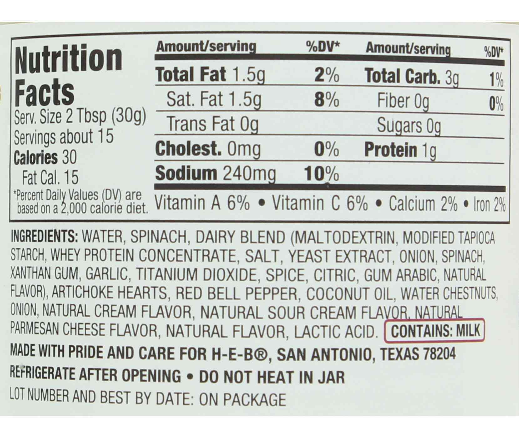 H-E-B Mild Spinach &Artichoke Dip; image 2 of 2
