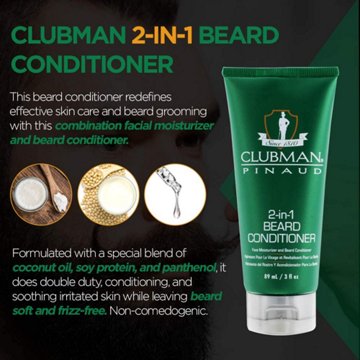 Clubman Pinaud 2-in-1 Beard Conditioner and Facial Moisturizer, 3 oz