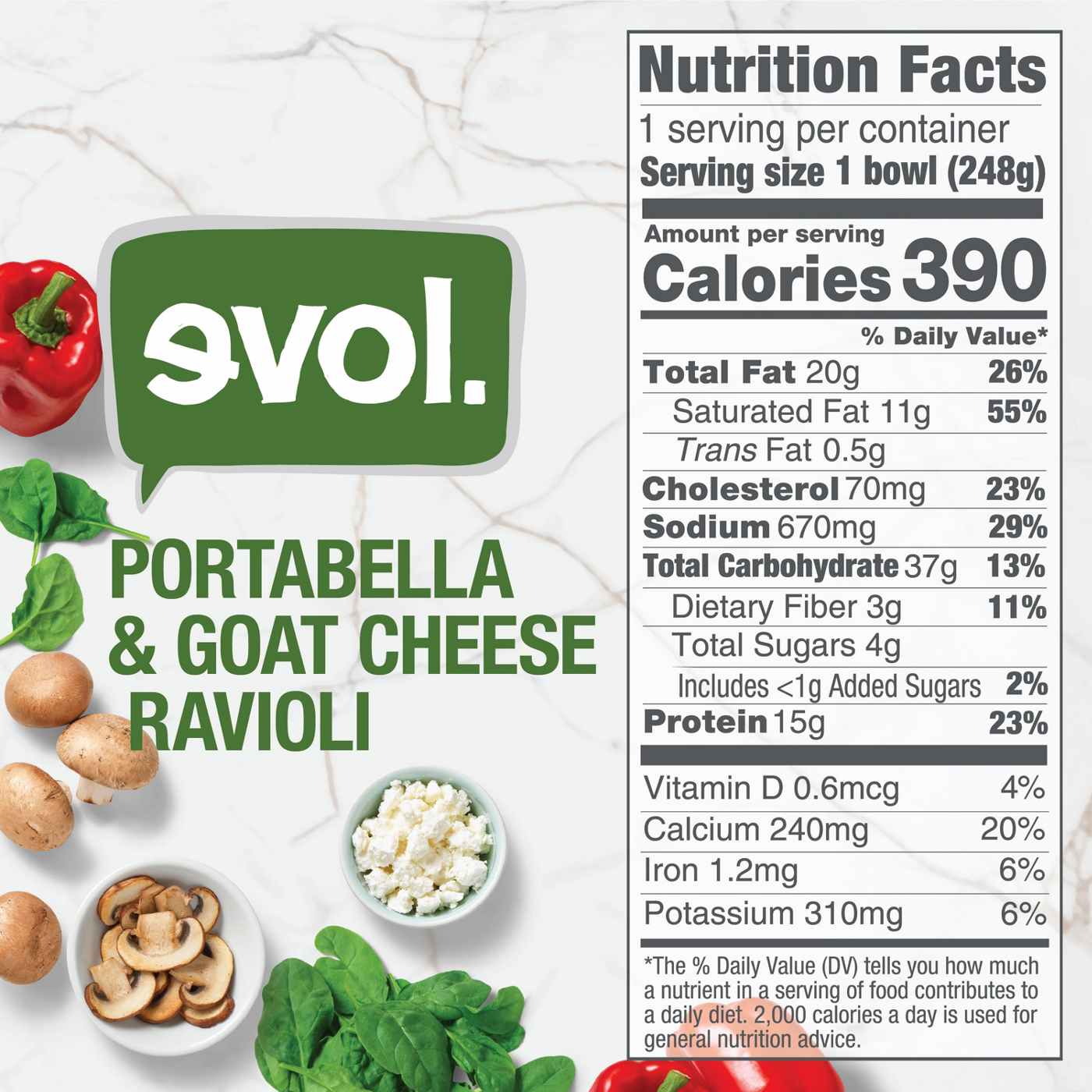 Evol Portabella & Goat Cheese Ravioli Frozen Meal; image 2 of 6
