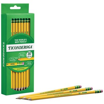 Ticonderoga Pre-Sharpened No.2 Classic Wood Pencils, 30 pk