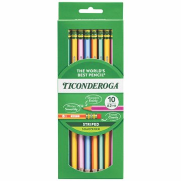 Ticonderoga Pre-Sharpened Striped Wood-Cased Pencils