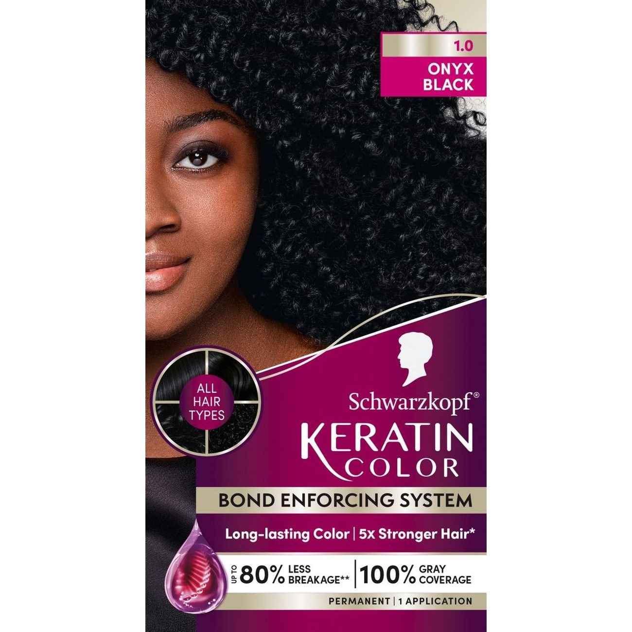 Schwarzkopf Keratin Color Permanent Hair Color - 1.0 Black Onyx - Shop ...
