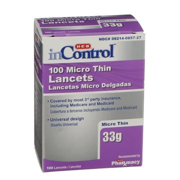 H-E-B InControl Micro Thin Lancets - 33 Gauge, 100 ct