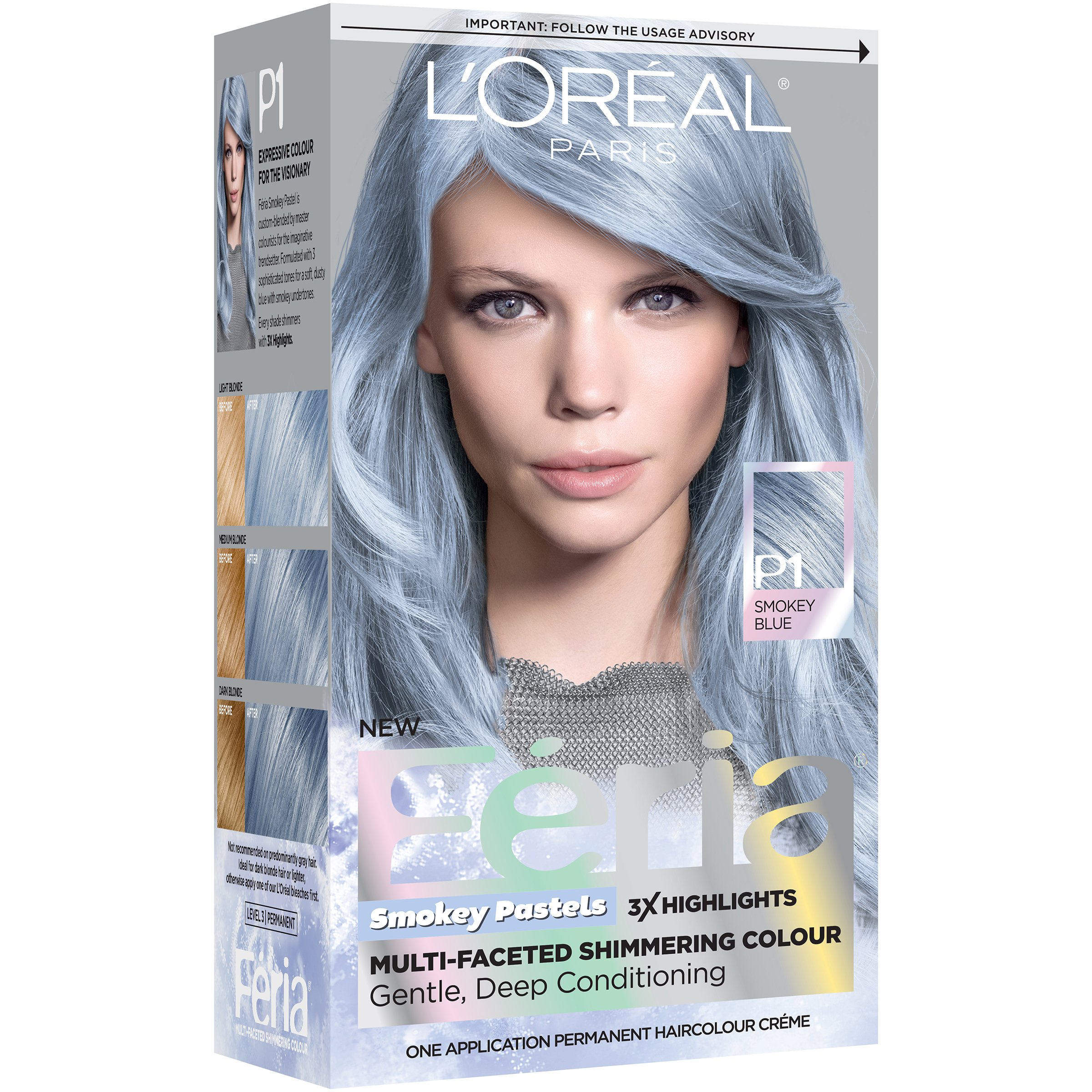 L Oreal Paris Feria Pastels Hair Color P1 Sapphire Smoke Smokey Blue Shop Hair Color At H E B