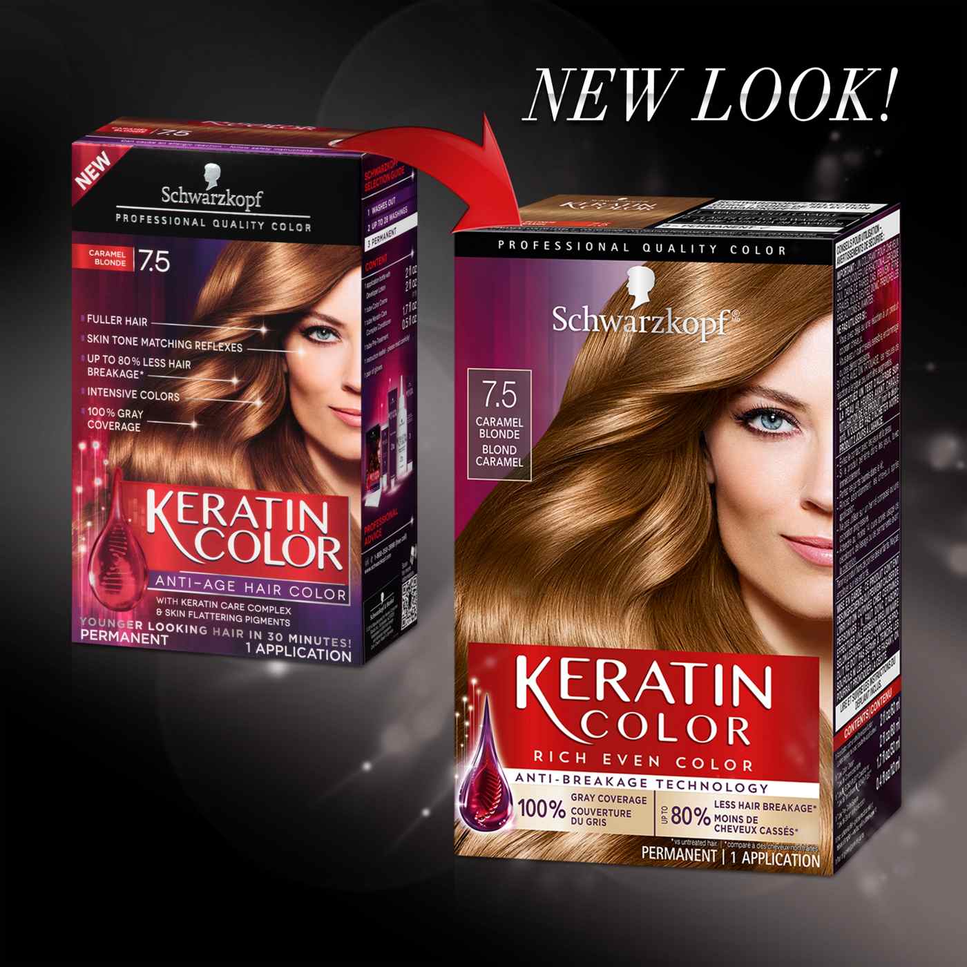 Schwarzkopf Keratin Color Permanent Hair Color Cream, 7.5 Caramel Blonde; image 2 of 5