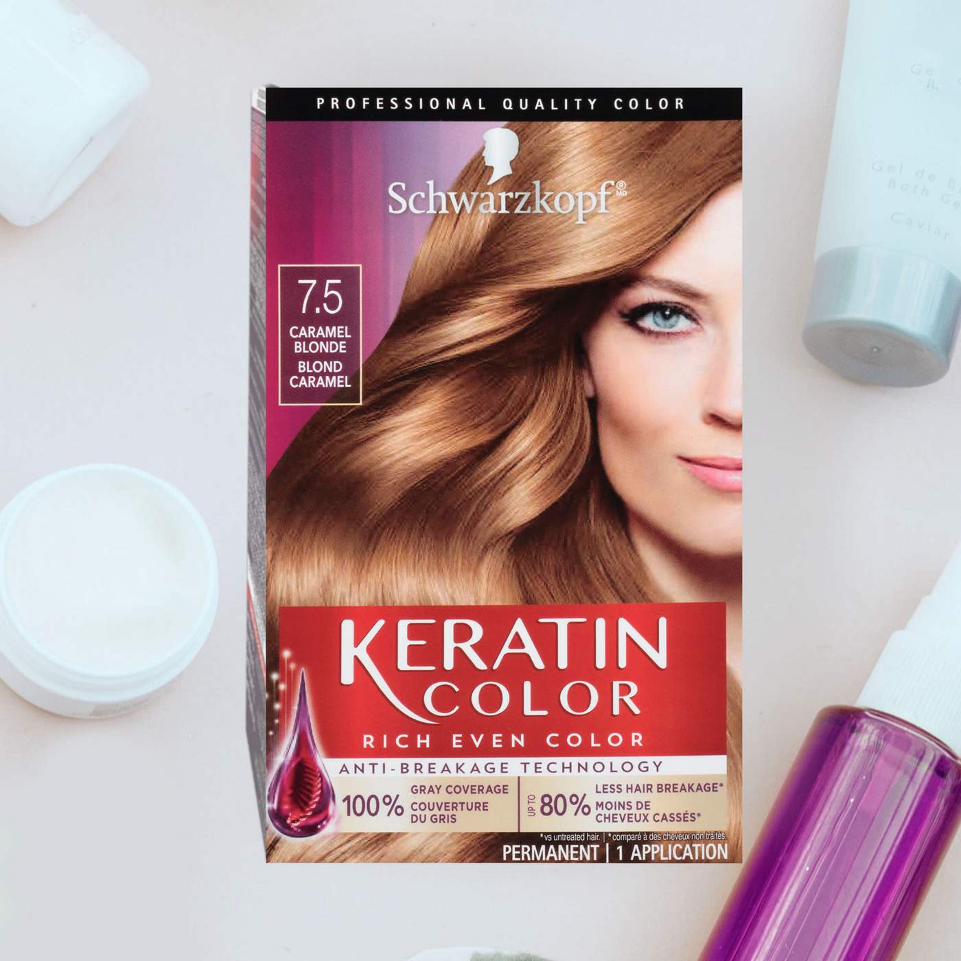 Schwarzkopf Keratin Color Permanent Hair Color Cream, 7.5 Caramel Blonde; image 4 of 5