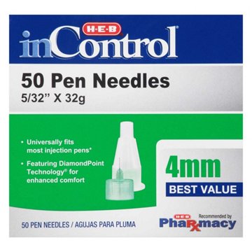 H-E-B Inontrol Pen Needles - 4mm, 50 ct