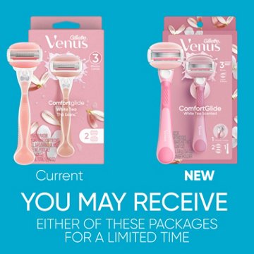 Gillette Venus ComfortGlide White Tea Women's Razor Handle + 2 Blade Refills