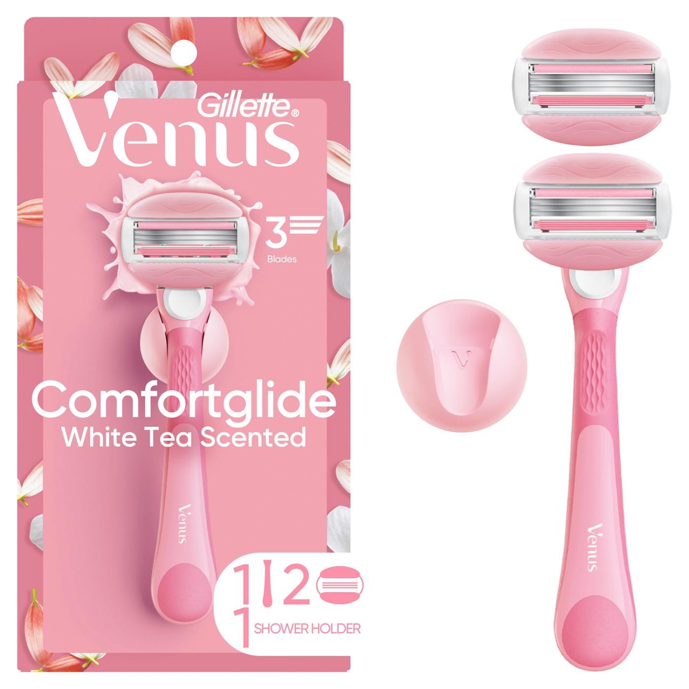 Gillette Venus ComfortGlide White Tea Women's Razor Handle + 2 Blade Refills; image 1 of 10