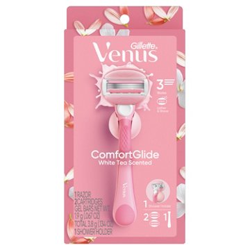 Gillette Venus ComfortGlide White Tea Women's Razor Handle + 2 Blade Refills