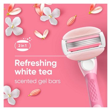 Gillette Venus ComfortGlide White Tea Women's Razor Handle + 2 Blade Refills
