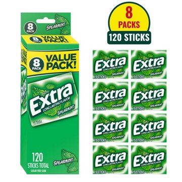 Extra Spearmint Sugar Free Chewing Gum - Value Pack, 8 pk, 120 pc