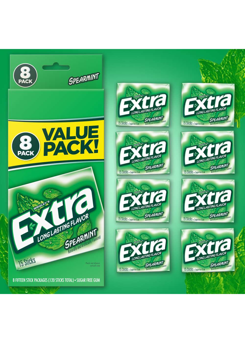 Extra Sugarfree Gum Value Pack - Spearmint, 8 Pk; image 3 of 6