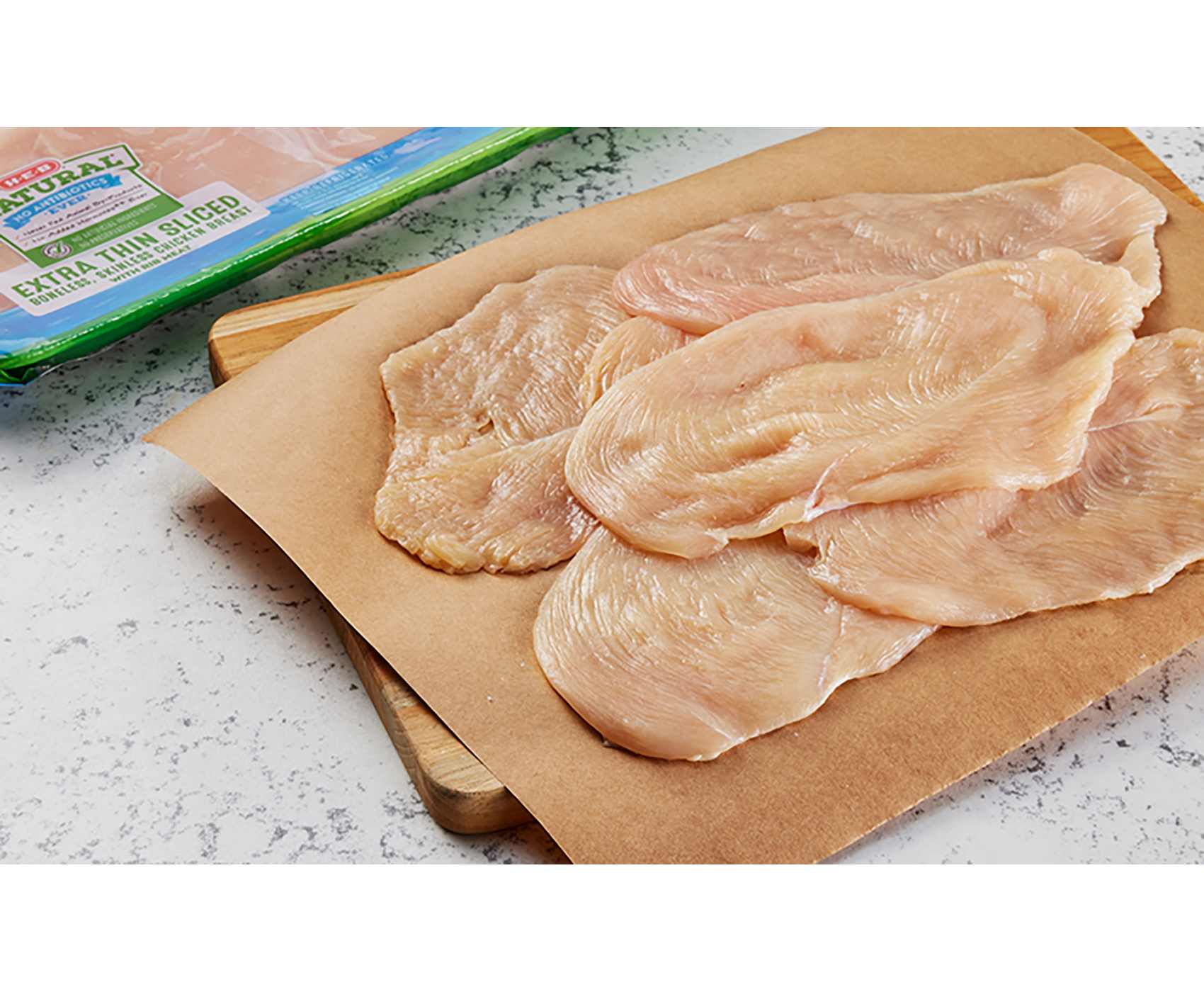 H-E-B Natural Boneless Extra Thin-Sliced Chicken Breast; image 2 of 4