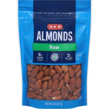 H-E-B Whole Raw Almonds, 8 oz