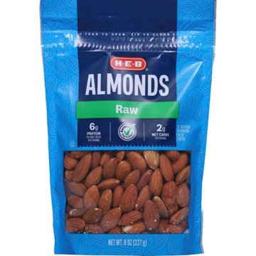 H-E-B Whole Raw Almonds, 8 oz