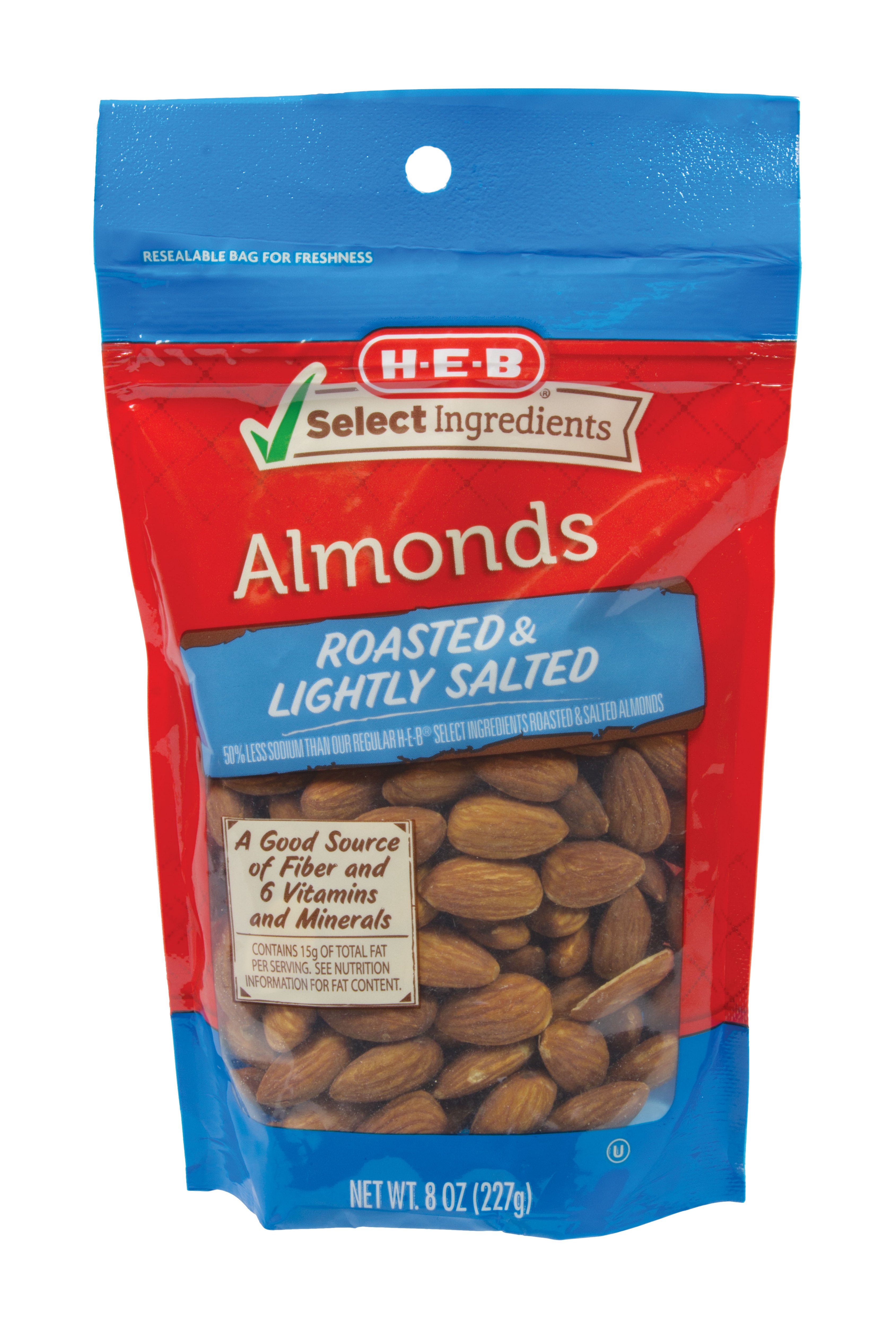 H-E-B Select Ingredients Roasted & Lightly Salted Almonds - Shop Nuts ...