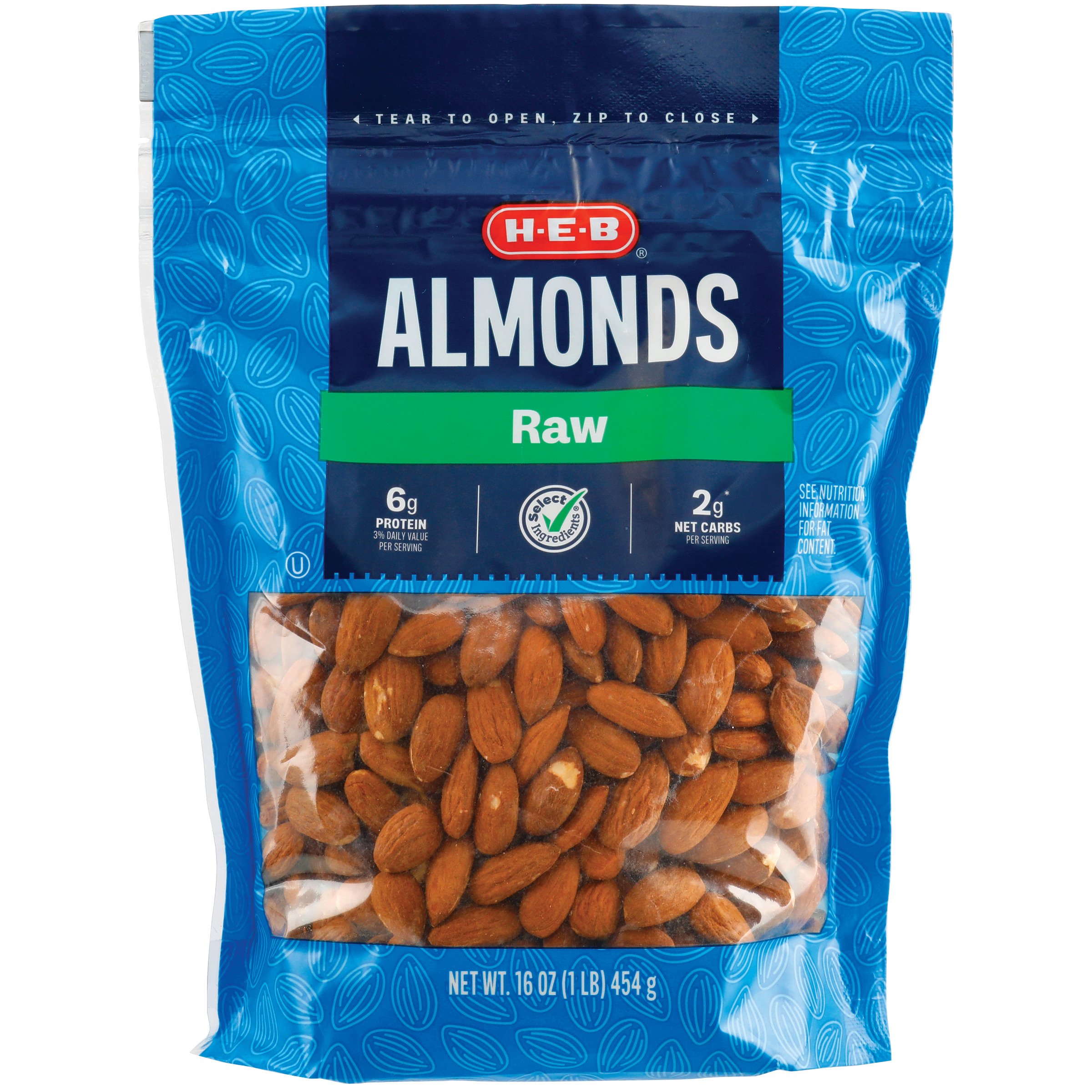 H-E-B Select Ingredients Whole Natural Raw Almonds - Shop Nuts & Seeds ...