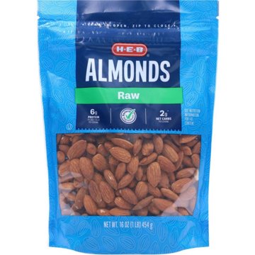 H-E-B Whole Raw Almonds, 16 oz