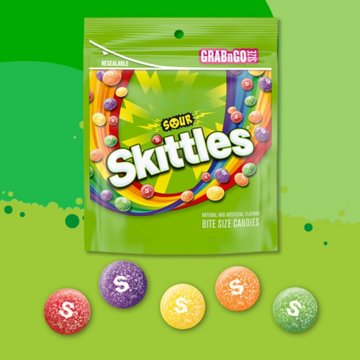 Skittles Sour Chewy Fruit Candy - Grab N Go Size, 7.2 oz