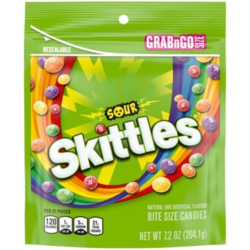 Skittles Sour Chewy Fruit Candy - Grab N Go Size, 7.2 oz