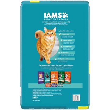 IAMS Proactive Health Adult Indoor Weight Control & Hairball Care Dry Cat Food - Chicken & Turkey Cat Kibble, 16 lb